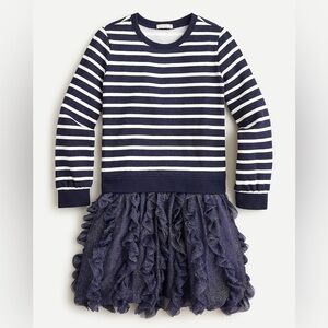 J. Crew girls tulle mixy dress in stripe navy size 12